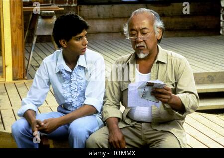 RALPH MACCHIO und Pat Morita, Karate Kid, 1984 Stockfoto