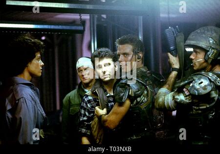 SIGOURNEY WEAVER, WILLIAM HOPE, Paul Reiser, Michael Biehn, Bill Paxton, Aliens, 1986 Stockfoto