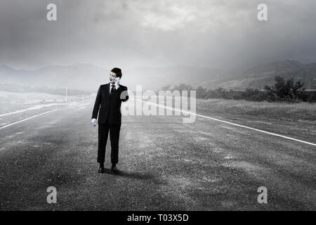 Junger Mann Mime. Mixed Media Stockfoto