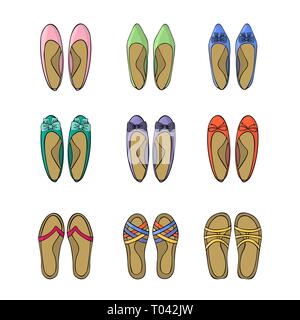 Frau Schuhe Symbole gesetzt. Vector Illustration Collection. Stock Vektor