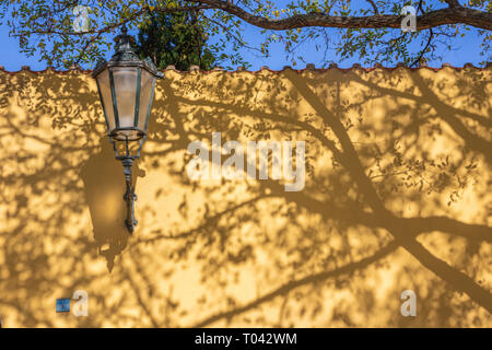 Prag - die Schatten der Akazien für die Wand der Kapuziner Kloster. Stockfoto