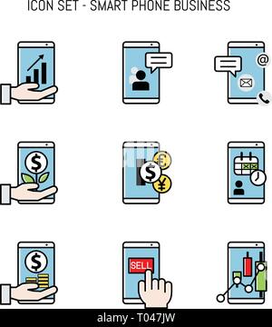 Business Icon Sammlung flay legen Design mit Elementen für Handy, Smartphone und Web apps Konzepte Stock Vektor