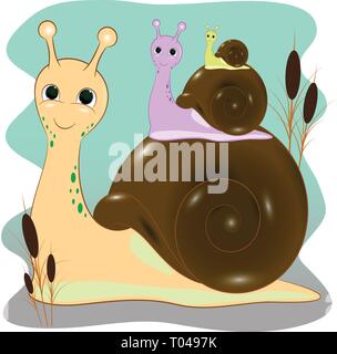 Drei süße Schnecken Cartoon Illustration Stock Vektor