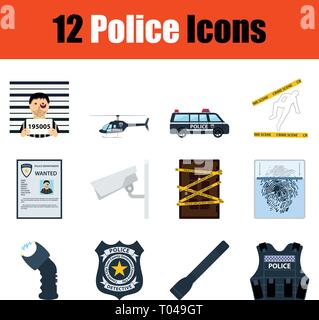 Satz von Polizei Symbole. Farbe und Design. Vector Illustration. Stock Vektor