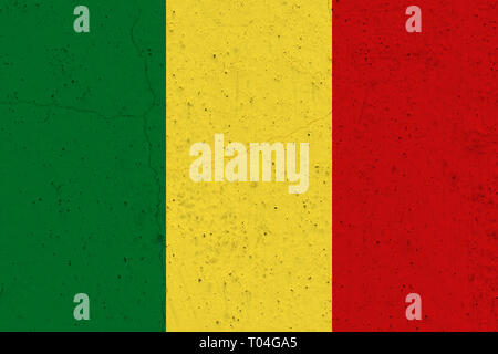 Mali Flagge auf der Betonwand. Patriotische grunge Hintergrund. Flagge von Mali Stockfoto