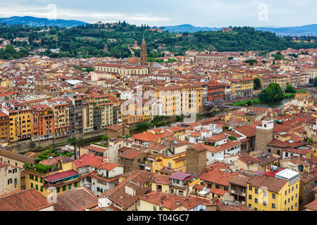 Florenz, Toskana, Italien der Palazzo Vecchio gesehen. Stockfoto