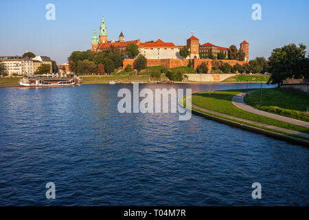 Schloss Wawel, Weichsel in der Stadt Krakau, Polen. Stockfoto