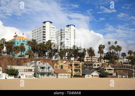 Strand Häuser am Strand Santa Monica, Los Angeles, Kalifornien, USA Stockfoto