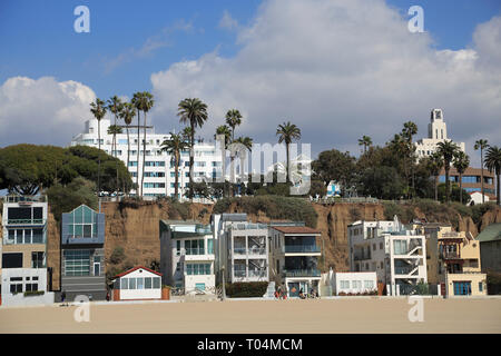 Strand Häuser am Strand Santa Monica, Los Angeles, Kalifornien, USA Stockfoto