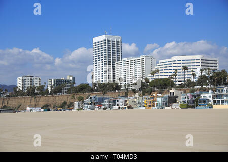 Strand Häuser am Strand Santa Monica, Los Angeles, Kalifornien, USA Stockfoto