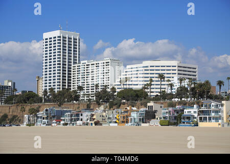 Strand Häuser am Strand Santa Monica, Los Angeles, Kalifornien, USA Stockfoto