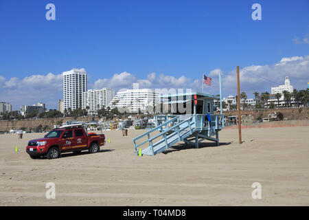 Strand, Rettungsschwimmer Station, Santa Monica, Los Angeles, Kalifornien, USA Stockfoto