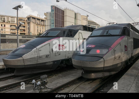 Der Bahnhof Gare de Lyon Bahnhof ist die nördliche Endstation der Strecken Paris-Marseille Schnellzug Linie. Stockfoto