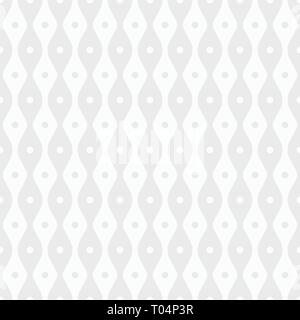 Zusammenfassung nahtlose Muster der glatten Linien und Punkten. Stilvolle Stoff drucken. Regelmäßig wiederholte geometrische Verzierung. Flache Bauform. Weiß und Grau. Stock Vektor