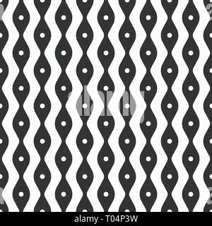 Zusammenfassung nahtlose Muster der glatten Linien und Punkten. Stilvolle Stoff drucken. Regelmäßig wiederholte geometrische Verzierung. Flache Bauform. Vector Hintergrund. Stock Vektor