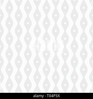Zusammenfassung nahtlose Muster der glatten Linien und Punkten. Stilvolle Stoff drucken. Regelmäßig wiederholte geometrische Verzierung. Flache Bauform. Weiß und Grau. Stock Vektor