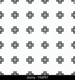 Zusammenfassung nahtlose Muster der Kreuze. Moderne, elegante Textur. Wiederkehrende geometrische Fliesen. Bold rechteckige Elemente, Ecken. Mosaik Motiv. Flache Bauform Stock Vektor