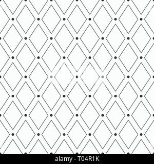 Abstrakte geometrische nahtlose Muster. Regelmäßig Rauten mit Punkten wiederholt. Lineare Stil. Minimalistischer Grafik drucken. Vector Hintergrund. Stock Vektor