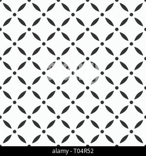 Zusammenfassung nahtlose Muster. Vier Blütenblätter Blumen stilisiert. Moderne, elegante Textur. Regelmäßig wiederkehrende geometrische Verzierung. Diagonale Anordnung. Stock Vektor