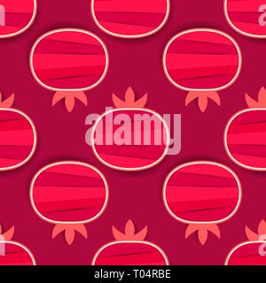 Granaten nahtlose Muster. Hintergrund der roten Granaten. Vector Illustration. Granatapfel Hintergrund. Stock Vektor