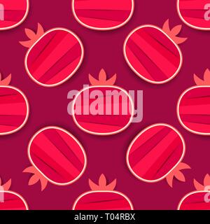 Granaten nahtlose Muster. Hintergrund der roten Granaten. Vector Illustration. Granatapfel Hintergrund. Stock Vektor
