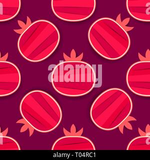 Granaten nahtlose Muster. Hintergrund der roten Granaten. Vector Illustration. Granatapfel Hintergrund. Stock Vektor