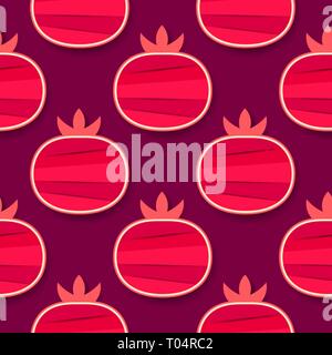 Granaten nahtlose Muster. Hintergrund der roten Granaten. Vector Illustration. Granatapfel Hintergrund. Stock Vektor