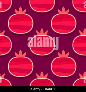 Granaten nahtlose Muster. Hintergrund der roten Granaten. Vector Illustration. Granatapfel Hintergrund. Stock Vektor