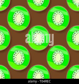 Vektor nahtlose Hintergrund mit grünen Kiwi für Ihre Produkte und Unternehmen. Vector Illustration Stock Vektor