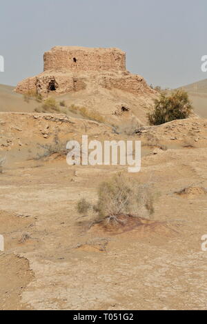 Ruinen von Rawak Stupa und Vihara-Taklamakan Desert. Xinjiang Uyghur Region-China-0023 Stockfoto