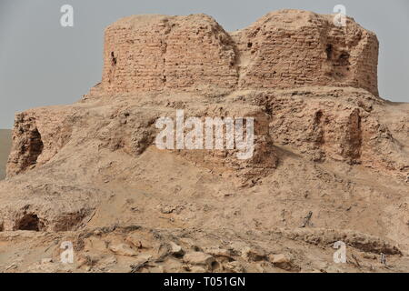 Ruinen von Rawak Stupa und Vihara-Taklamakan Desert. Xinjiang Uyghur Region-China-0027 Stockfoto