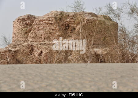 Ruinen von Rawak Stupa und Vihara-Taklamakan Desert. Xinjiang Uyghur Region-China-0031 Stockfoto