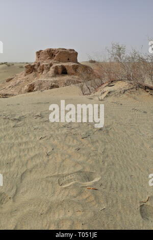 Ruinen von Rawak Stupa und Vihara-Taklamakan Desert. Xinjiang Uyghur Region-China-0034 Stockfoto