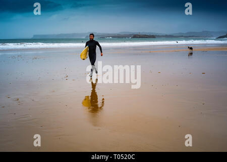 Strand Sardinero Santander Küste und den Golf von Biskaya. Kantabrien, Spanien. Europa Stockfoto