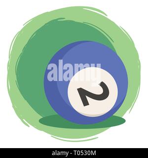 Blau Billardkugel Nr. 2 Zwei Vector Illustration auf Grün weißem Hintergrund Stock Vektor