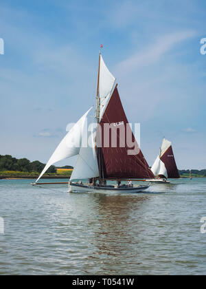 Vintage Gaff Fräser Racing auf dem River Orwell. Stockfoto