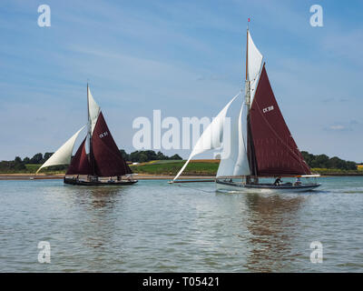 Vintage Gaff Fräser Racing auf dem River Orwell. Stockfoto