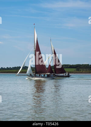 Vintage Gaff Fräser Racing auf dem River Orwell. Stockfoto