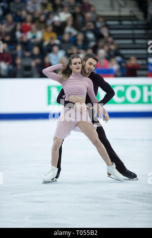 Gabriella Papadakis und Guillaume Cizeron aus Frankreich während der europäischen Meisterschaften Stockfoto