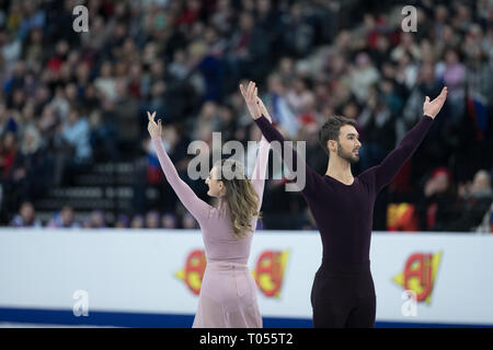 Gabriella Papadakis und Guillaume Cizeron aus Frankreich während der europäischen Meisterschaften Stockfoto