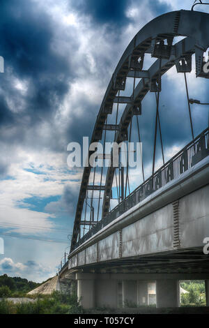 Nahaufnahme der Schrägseilbrücke Stockfoto