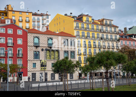 Die interessante Fassade der Casa Dos Bicos Literarische Museum, Lissabon, Portugal Stockfoto