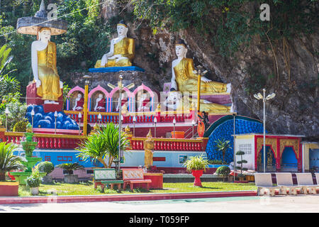 Kaw Thaung ka Höhle, Hpa-an, Myanmar Stockfoto