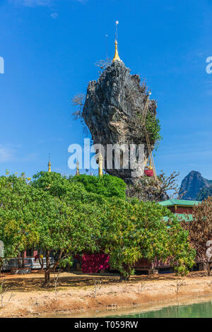 Erstaunlich Kyauk Ka Lat Pagode in der Nähe von Hpa-An, Myanmar Stockfoto