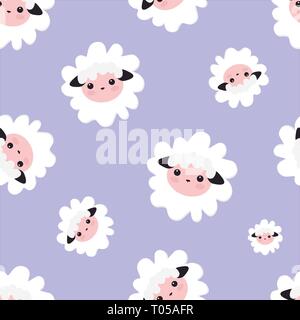 Textile Design, Wallpapers, Hintergründe und druckt, Verpackung. Vector Illustration nahtlose Schaf. violett Muster für Mädchen mit niedlichen Schafe. Stock Vektor