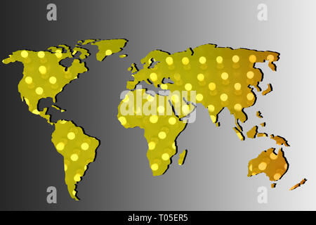 Etwa Weltkarte mit einem grauen Hintergrund dargestellt Stockfoto
