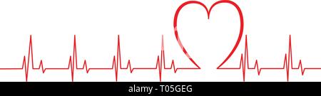 Herz Puls, roten und weißen Farben, Elektrokardiogramm, schöne Healthcare, medizinischen Hintergrund. Moderne, einfache Design, Icon, Zeichen oder Logo Vektor, Stock Vektor