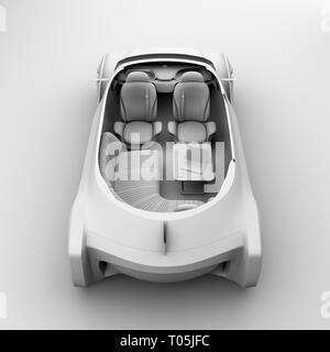 Cutaway Ton rendering selbst Fahren elektrisch Innenraum. Lounge Chair und hinteren Sitze. 3D-Bild. Stockfoto