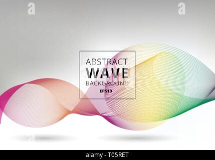 Abstrakte glatte Wellen bunte Linien auf weißem Hintergrund. Flüssige Form Fahrkurve rainbow Line. Vector Illustration Stock Vektor