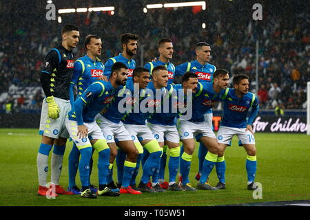 Napoli team Gruppe Line-up (Neapel), 14. MÄRZ 2019 - Fußball: UEFA Europa League Oval 16 2. bein Match zwischen dem FC Salzburg 3-1 SSC Napoli im Stadion Salzburg in Salzburg, Österreich. (Foto von mutsu Kawamori/LBA) [3604] Stockfoto